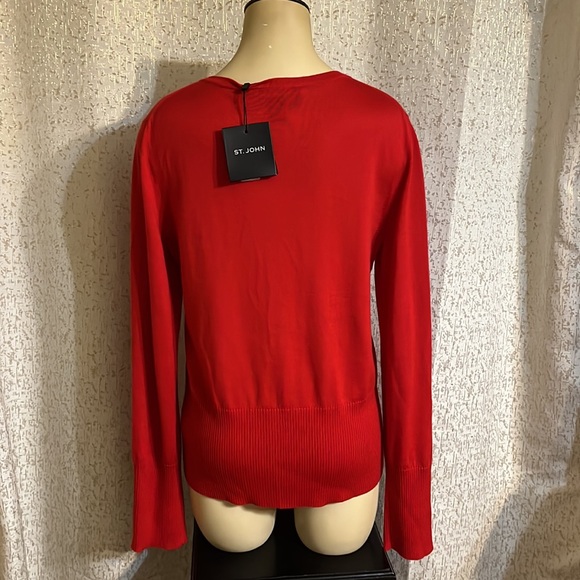 St. John red button down cardigan, medium - Picture 7 of 7